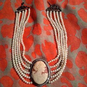 C/MEO Collective White Pearl Cameo Necklace